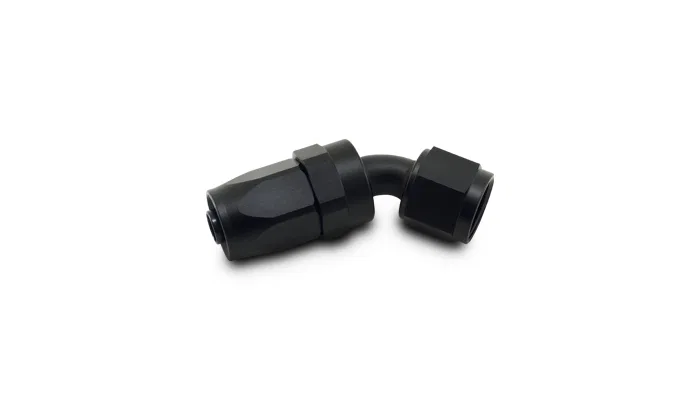 21410 – VIBRANT Hose End Fitting, -10AN Hose -10AN 45 Degree Swivel Anodized Black Aluminum Single